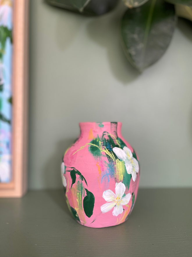 Hand Painted Small Pink Vase