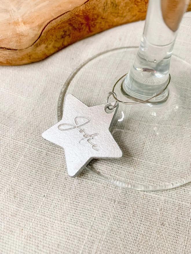 Silver Star Wine Glass Charm