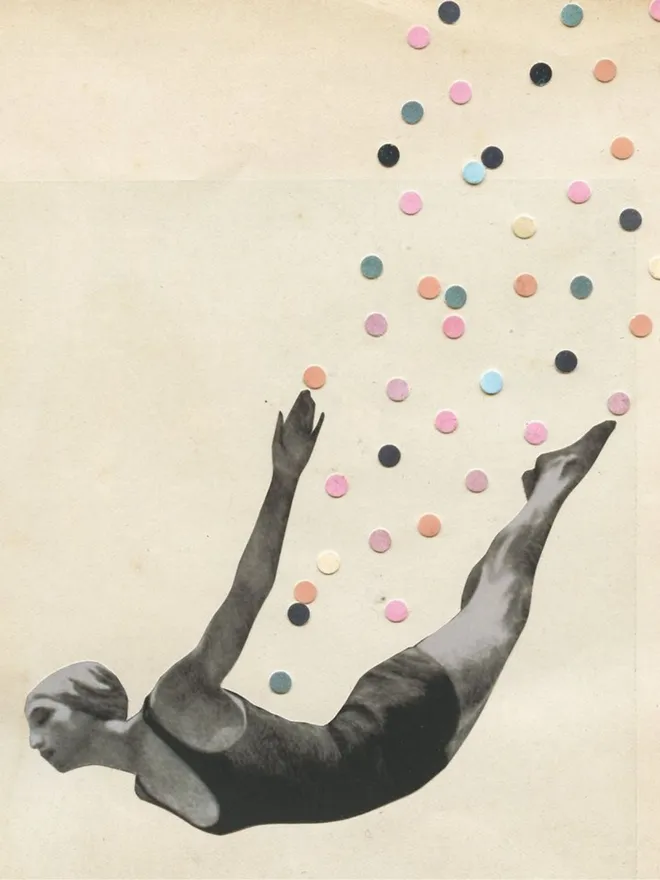 Original Diving Collage On Paper - The Star