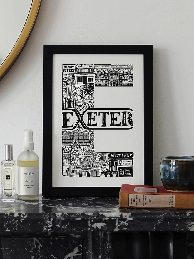 Exeter black and white framed print