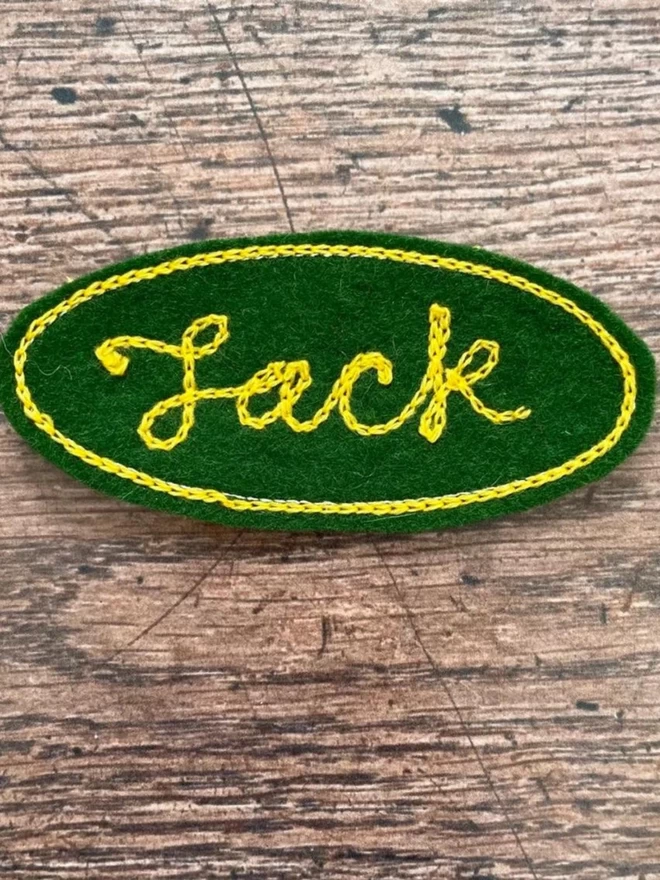 Oval Personalised Vintage Chain Stitched Name Patch 