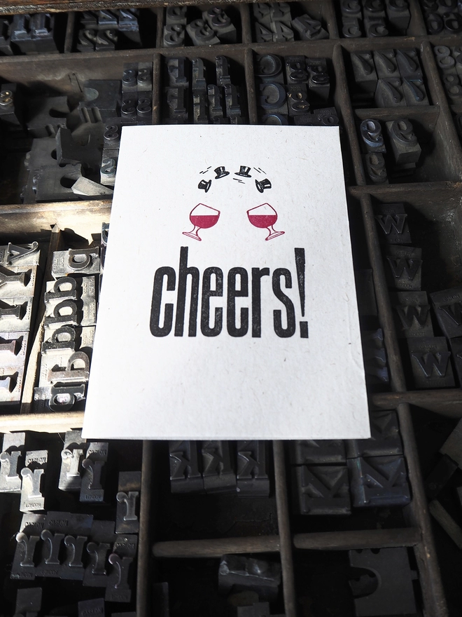 Cheers - Letterpress Greetings Card