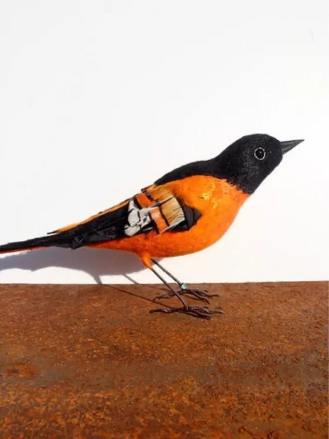 Textile Sculpture Bird ~ Baltimore Oriole