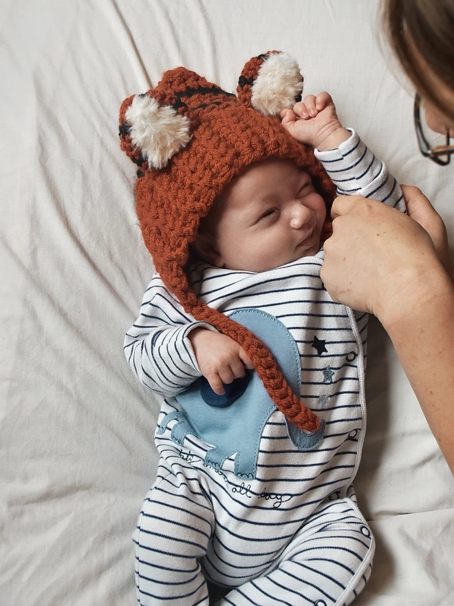 Newborn tiger hat
