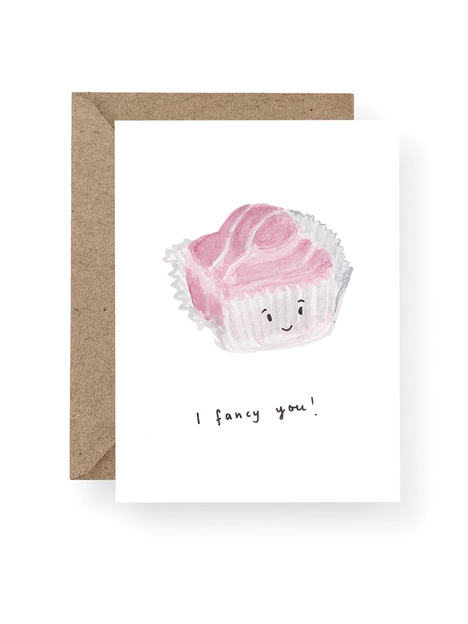 I Fancy You Pink French Fancy Cake Greeting Card 