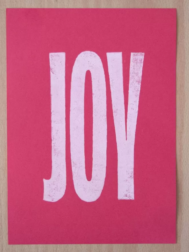 Pink Joy Linocut Print