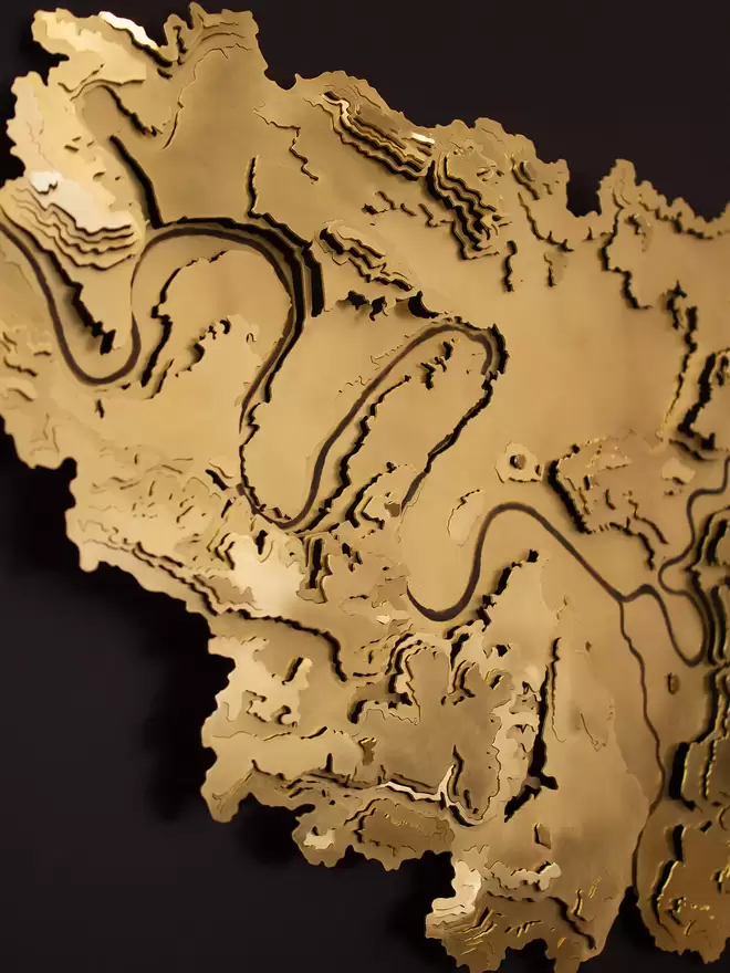 Low angle close up of the Paris contour map wall piece