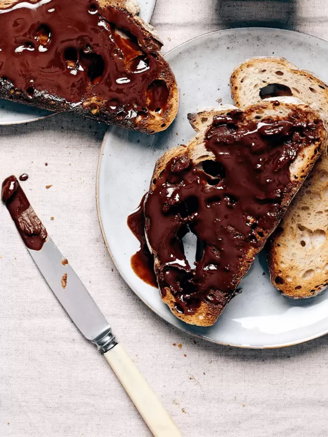 Belgian chocolate spread on toast