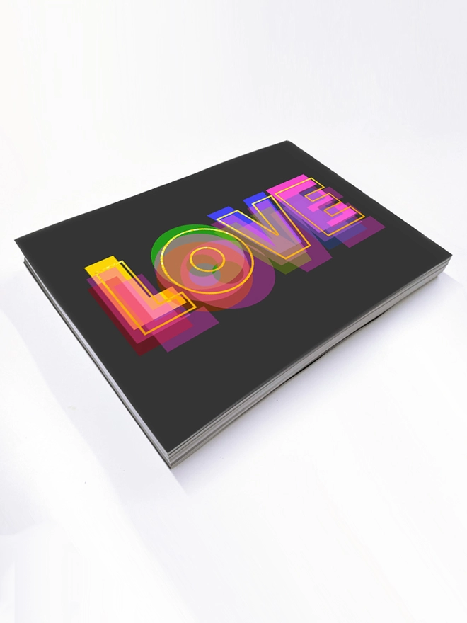 colourful LOVE print with gold foil