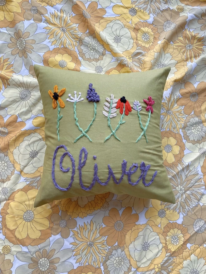 Jungle Linen with Wildflower Cushion