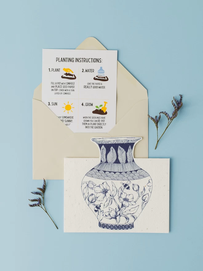 Rose Ceramic Vase Plantable Card