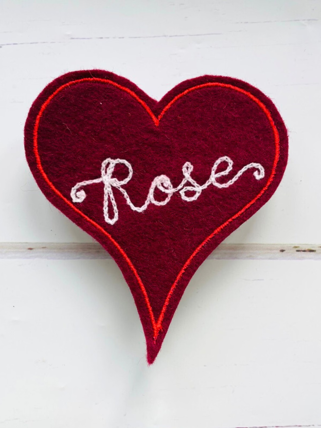 Personalised Heart Chain Stitch Name Patch