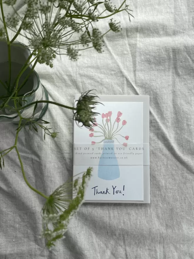 pack of thank you cards with flowers on