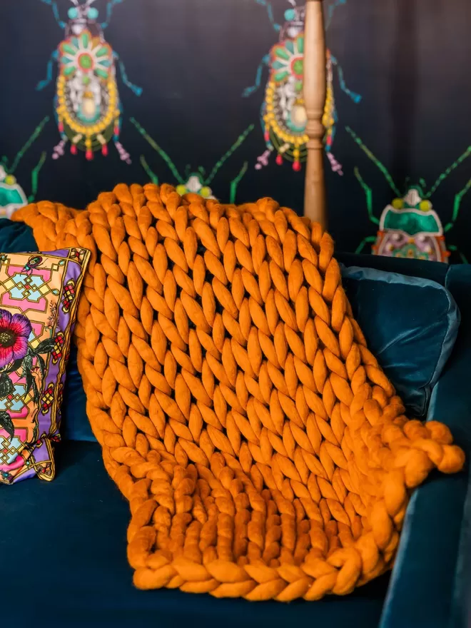Giant handknitted merino blanket