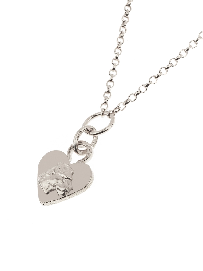 Petite Lioness Heart Pendant silver
