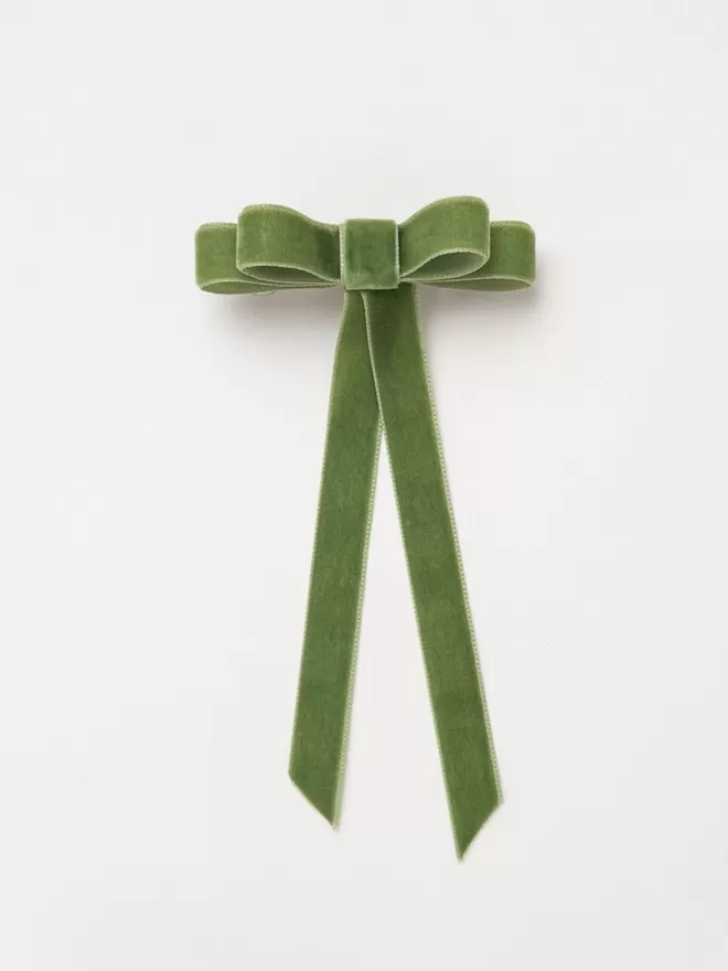 Velvet Bow in green for little girls
