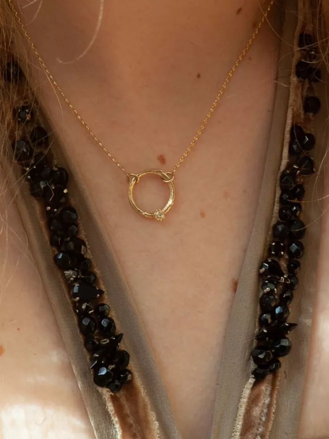 Karma 9ct Circle Diamond Necklace 