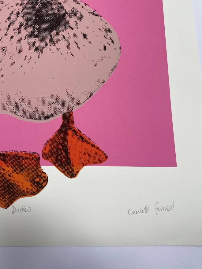 Duckess pink duck art print signed