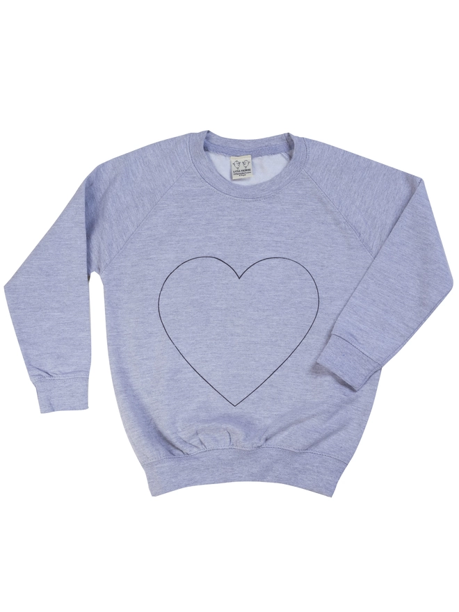 Grey sweater with simple heart outline