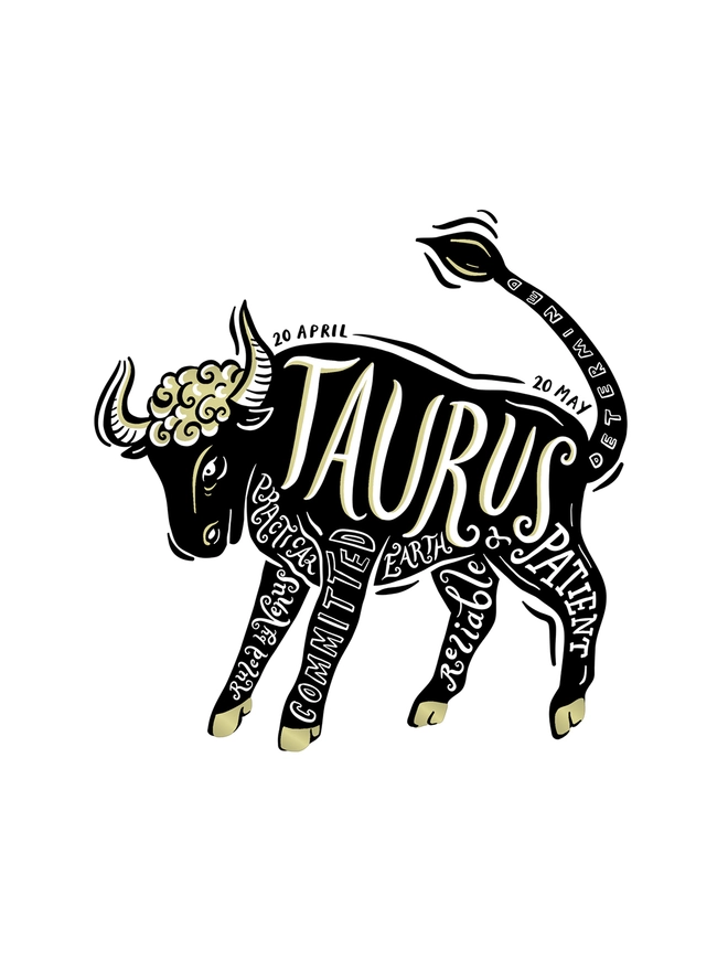Taurus Star sign zodiac framed art print