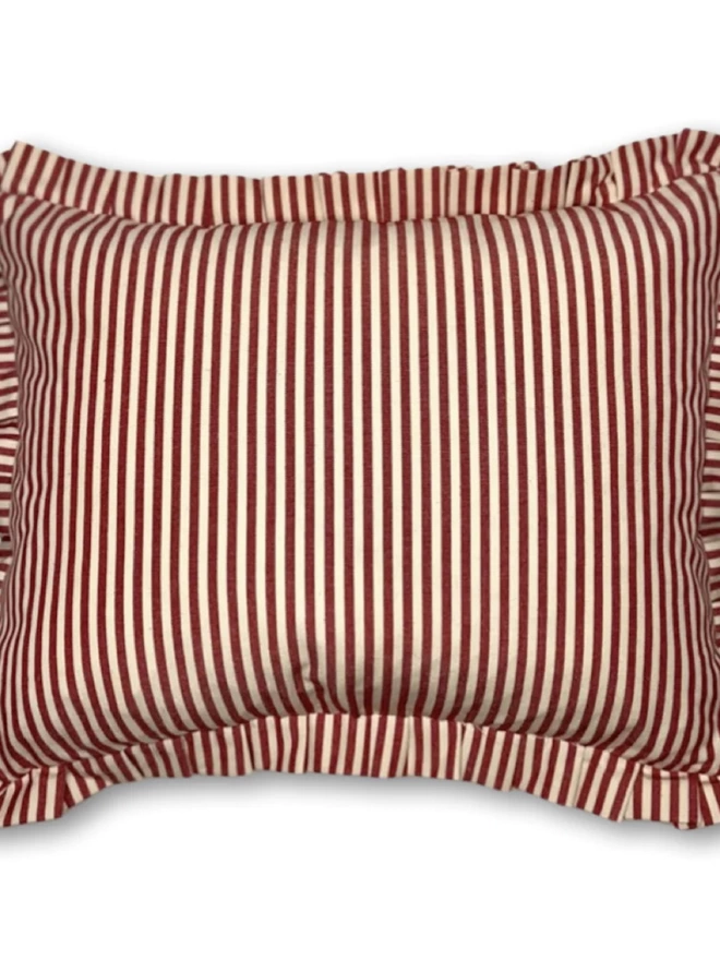 Personalised Red Candy Stripe Cushion With Frill