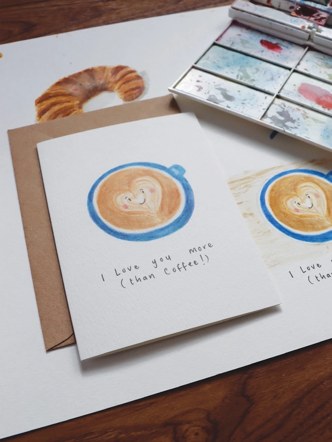 I Love You More Than Coffee Valentines Day Card 