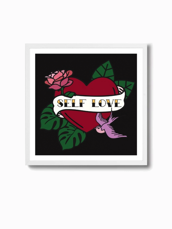 Self Love gold foil print framed