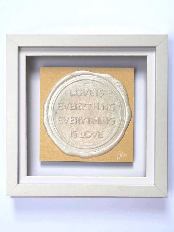     - [ ] Original artwork by Kate Mayer, Love is Everything, Everything is Love, in white and gold