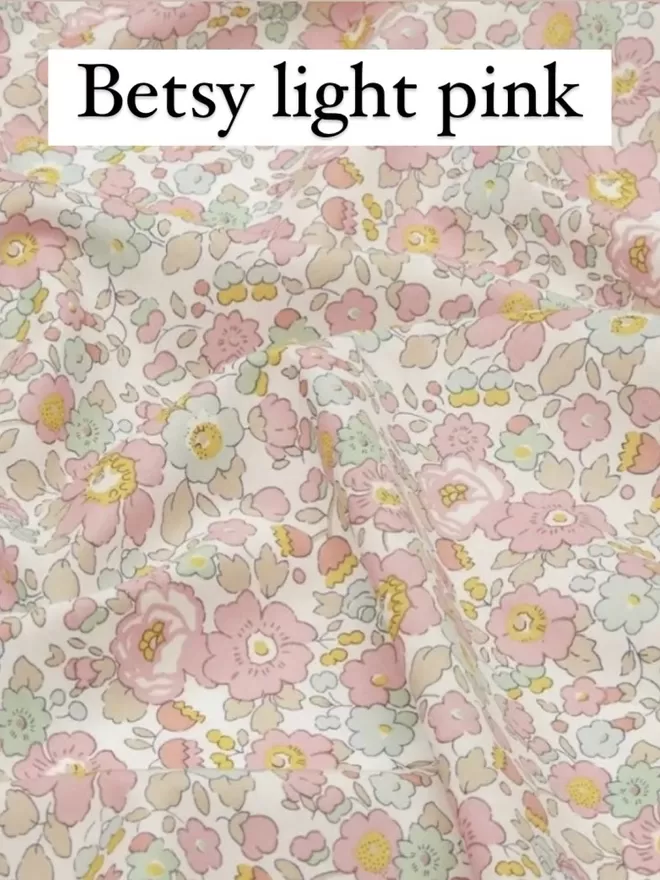 Betsy light pink, liberty print, cushions, embroidered art