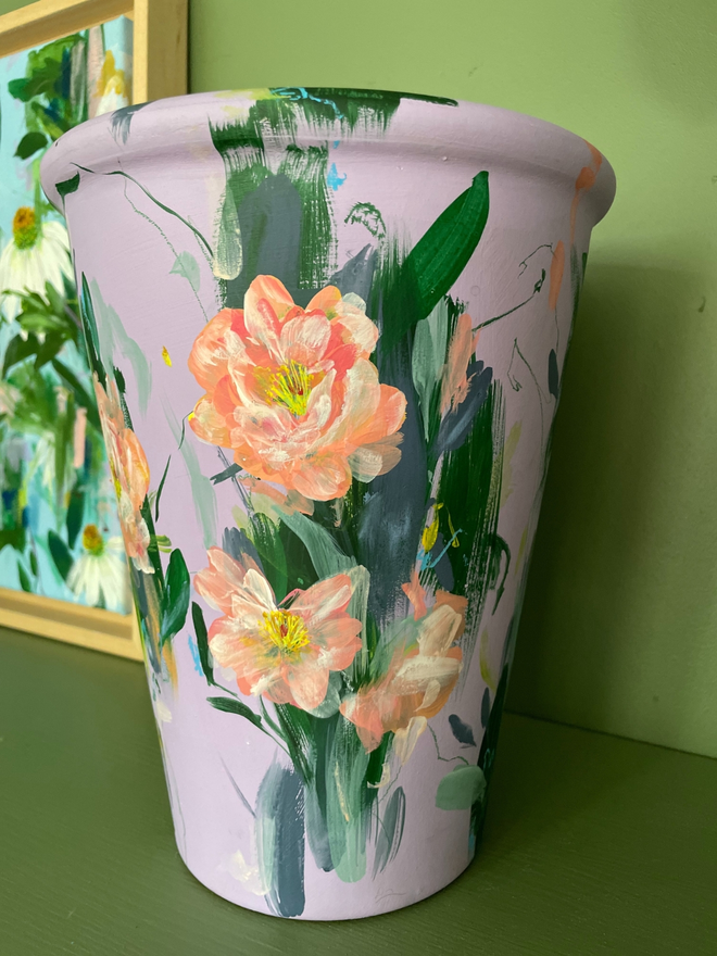‘Splash’ - Tall Lilac Hand Painted Vase
