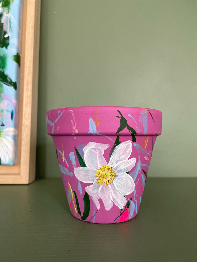 ‘Wish’ - Bright Pink Floral Planter