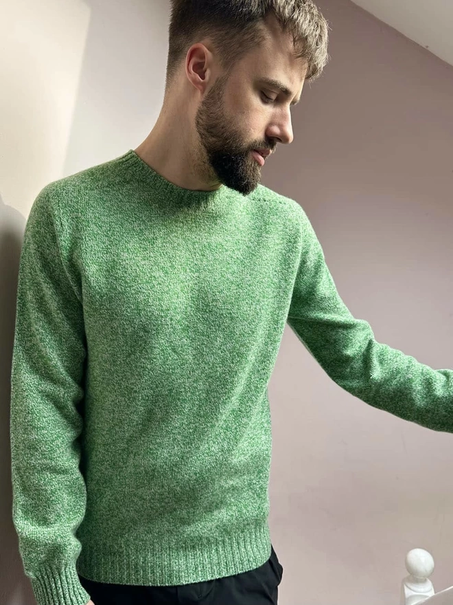 Ellon Lambswool Sweater Green Marl