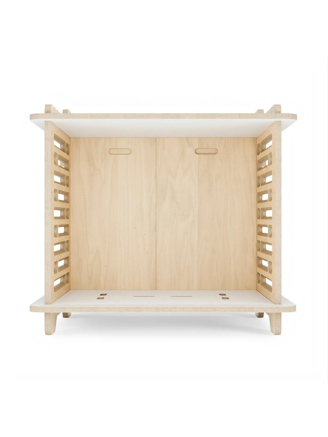 wooden dog crate interior