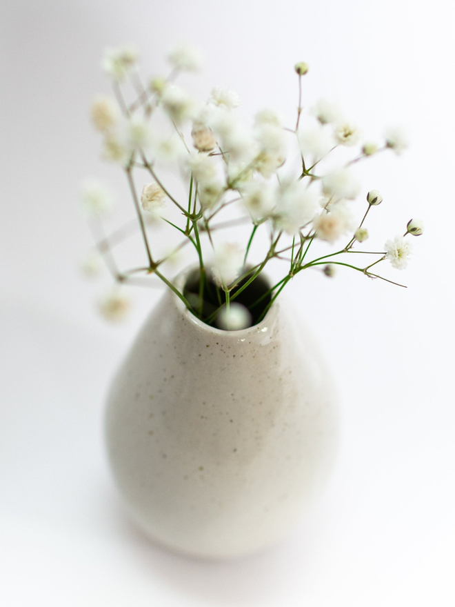 handmade ceramic white bud vase