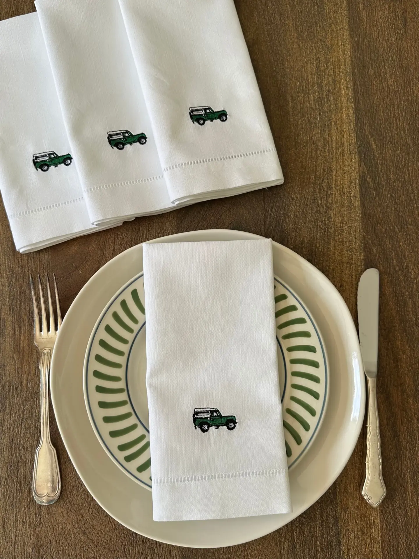 land rover embroidered napkins