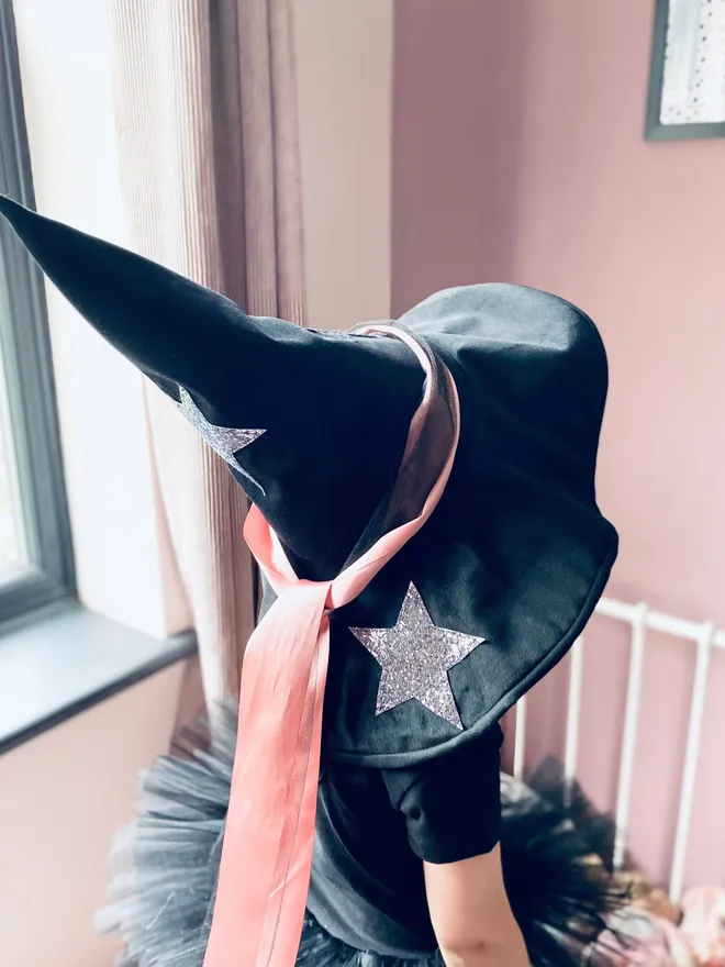 Witches hat velvet witches hat pink witches hat black velvet hat witches hat witch fancy dress Halloween fancy dress 