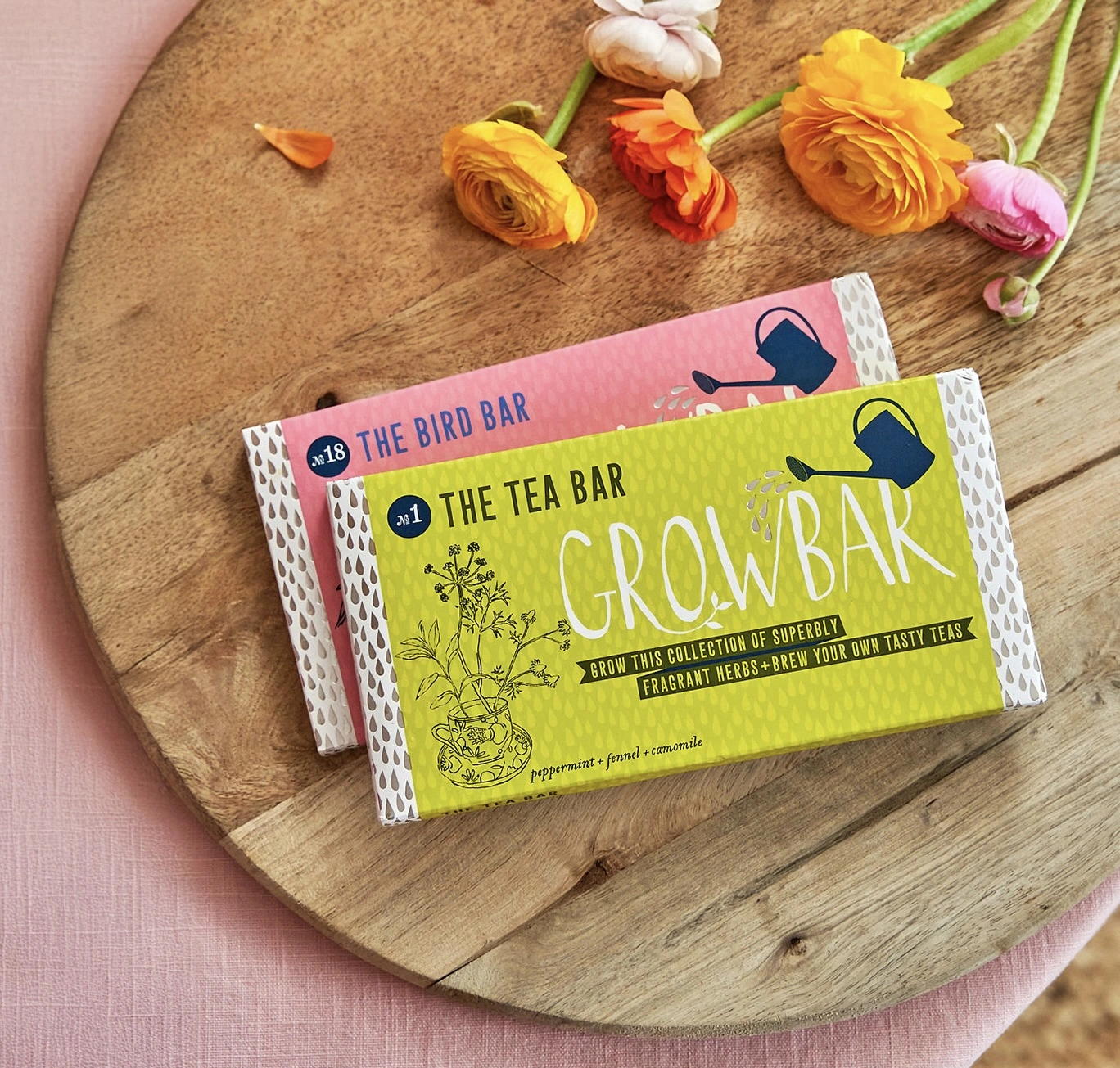 Tea garden growbar with some spring flowers above