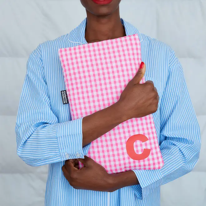 Personalised gingham hot water bottles