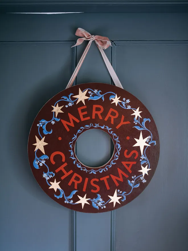 Frost hand painted wooden wreath