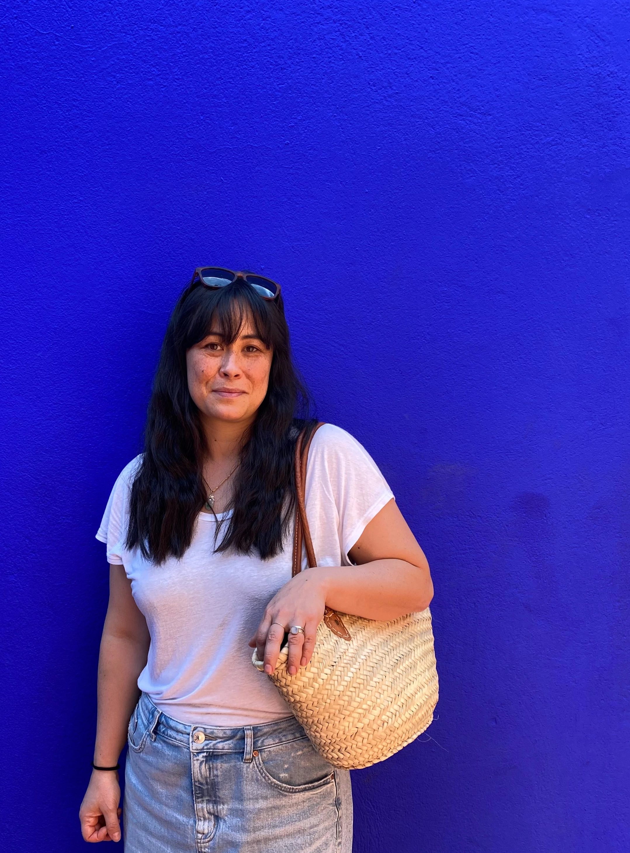 Marita Wai , founder and cyanotype artist, self portrait in blue