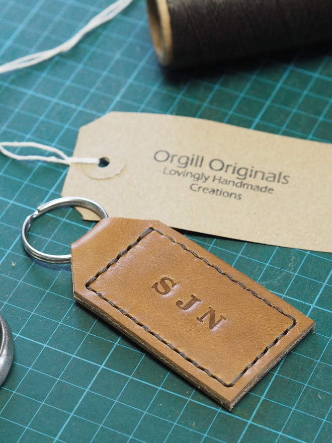 Handmade Leather Personalised Initials Keyring