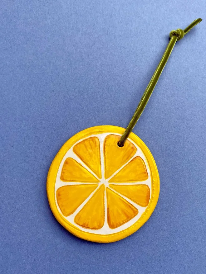 handmade ceramic lemon slice christmas decoration