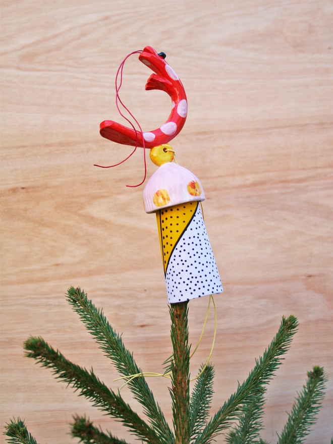 Prawn Christmas Tree Topper decoration handmade ceramic