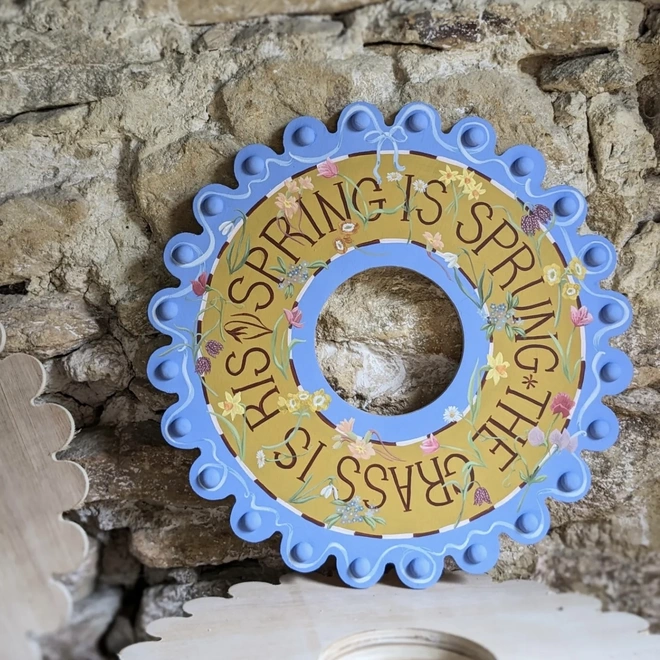 Handpainted wooden spring wreath