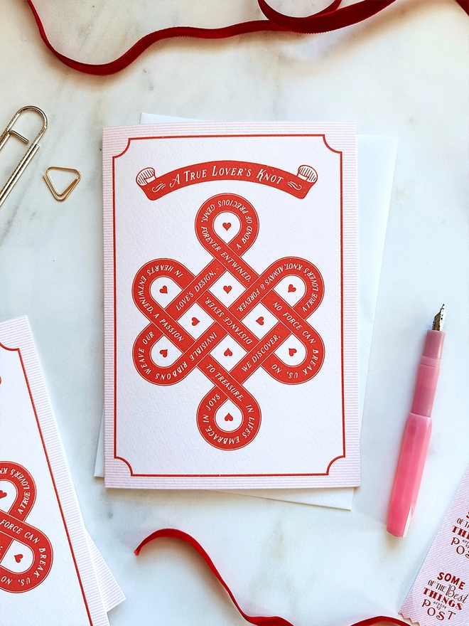 lovers knot romantic card designed by Flora Fricker