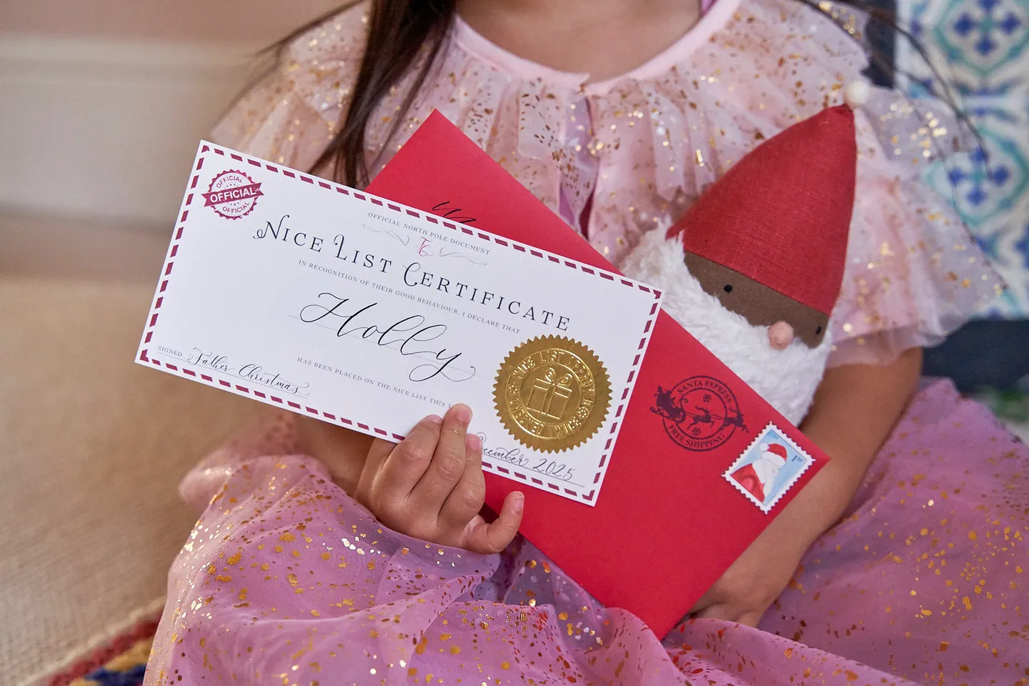 Letter to santa nice list certificate