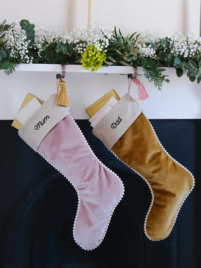 Stockings for Mum and Dad hung on christmas eve