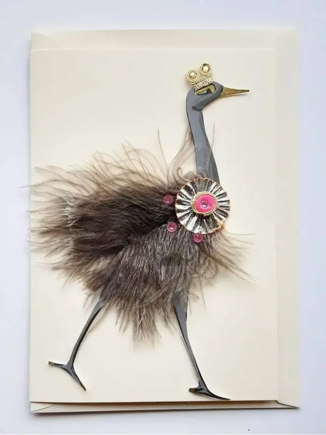 customisable embellished ostrich card