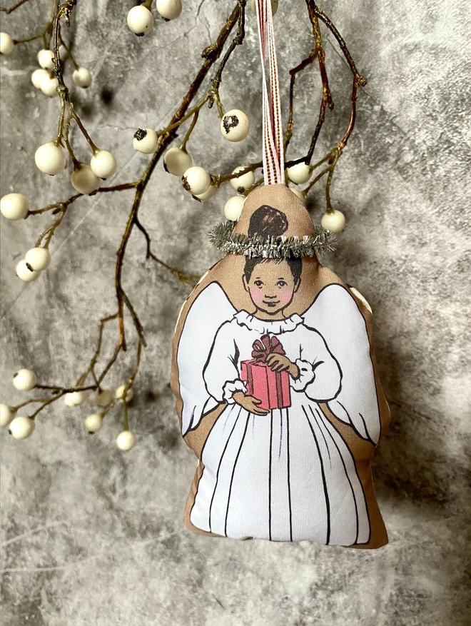 angel decoration Indian girl angel holding a present