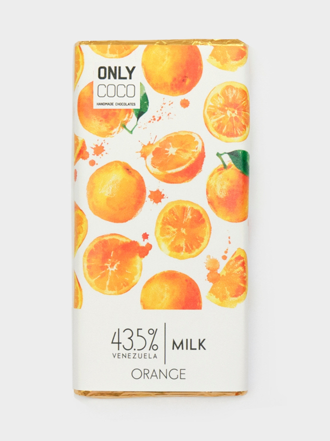 Orange Milk Chocolate Bar - 43.5% Venezuelan